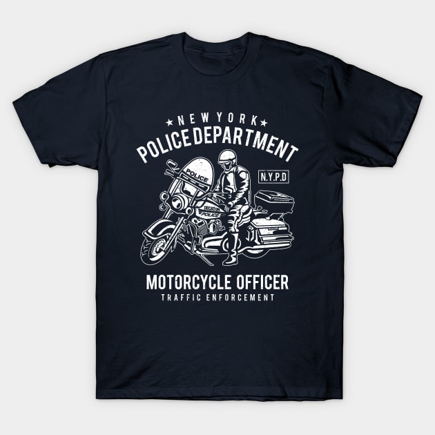 New York Police Department Motorcycle Officer Traffic Enforcement T-Shirt by JakeRhodes